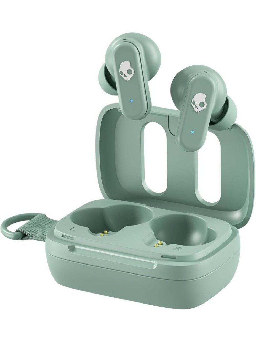 Wireless In-Ear Bluetooth Earbuds - Skull Design, Compact, Preppy Sage Color